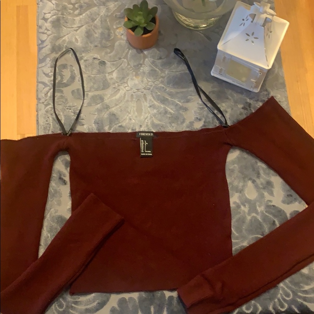 Cold Shoulder Forever21 Crop Top Sweater